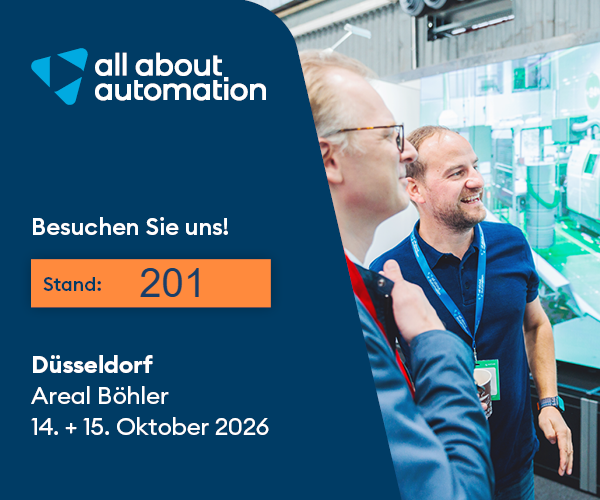 all about automation Düsseldorf, 14. + 15. Oktober 2026, Stand 201 – Jetzt registrieren