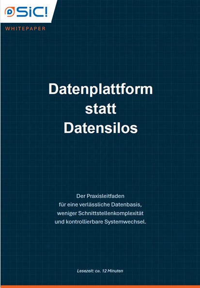 Titelbild des Whitepapers „Datenplattform statt Datensilos“